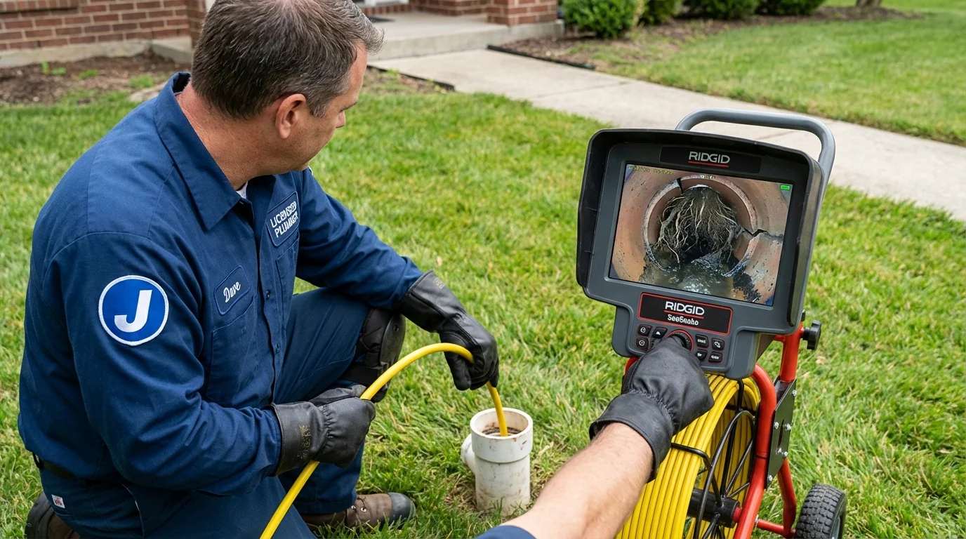 Sewer camera inspection being performed by Johns Plumbing LLC in Crewe